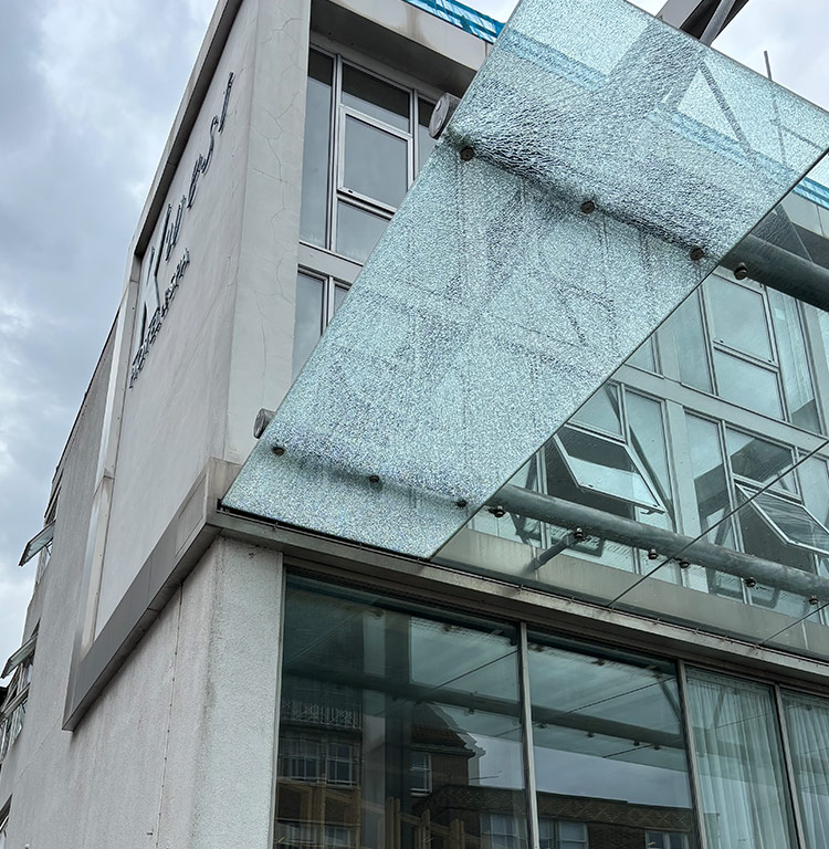 Cracked glass canopy